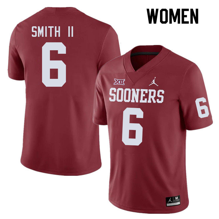 Women #6 Nigel Smith II Oklahoma Sooners College Football Jerseys Stitched-Crimson